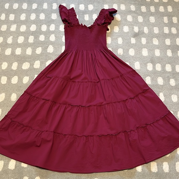 Hill House Home Ellie Nap Dress in Burgundy Size Small 100% Cotton Maxi Dress - Picture 7 of 10
